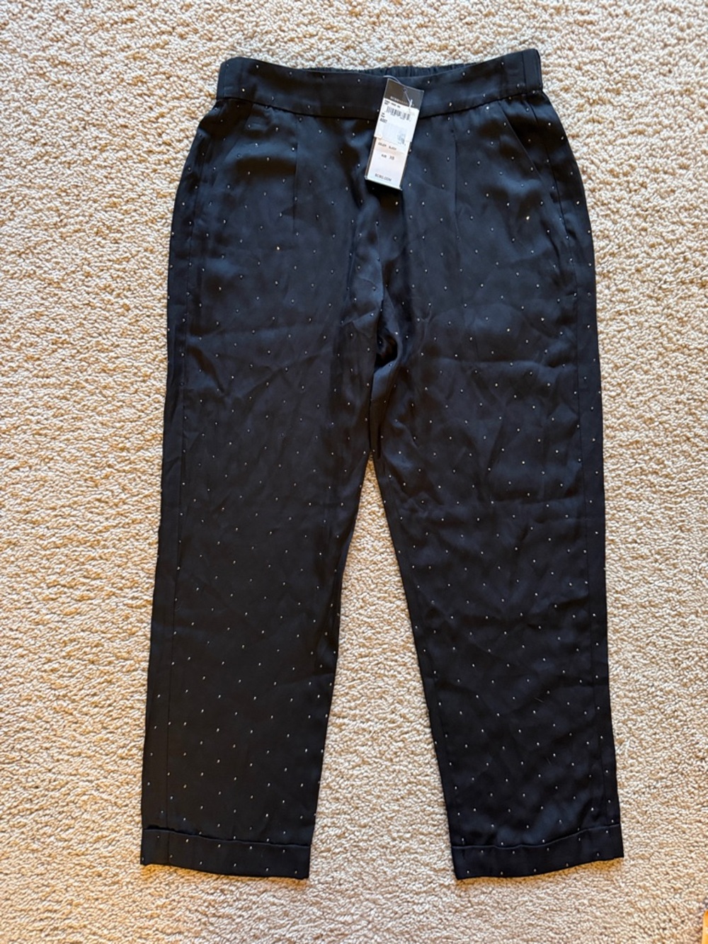 BCBG MaxMara Black Micro Diamond Sparkle Dress Trousers